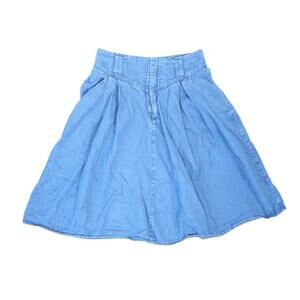 Vintage 90s Liz Claiborne Blue Denim Jean Knee Length A-Line Skirt 27"